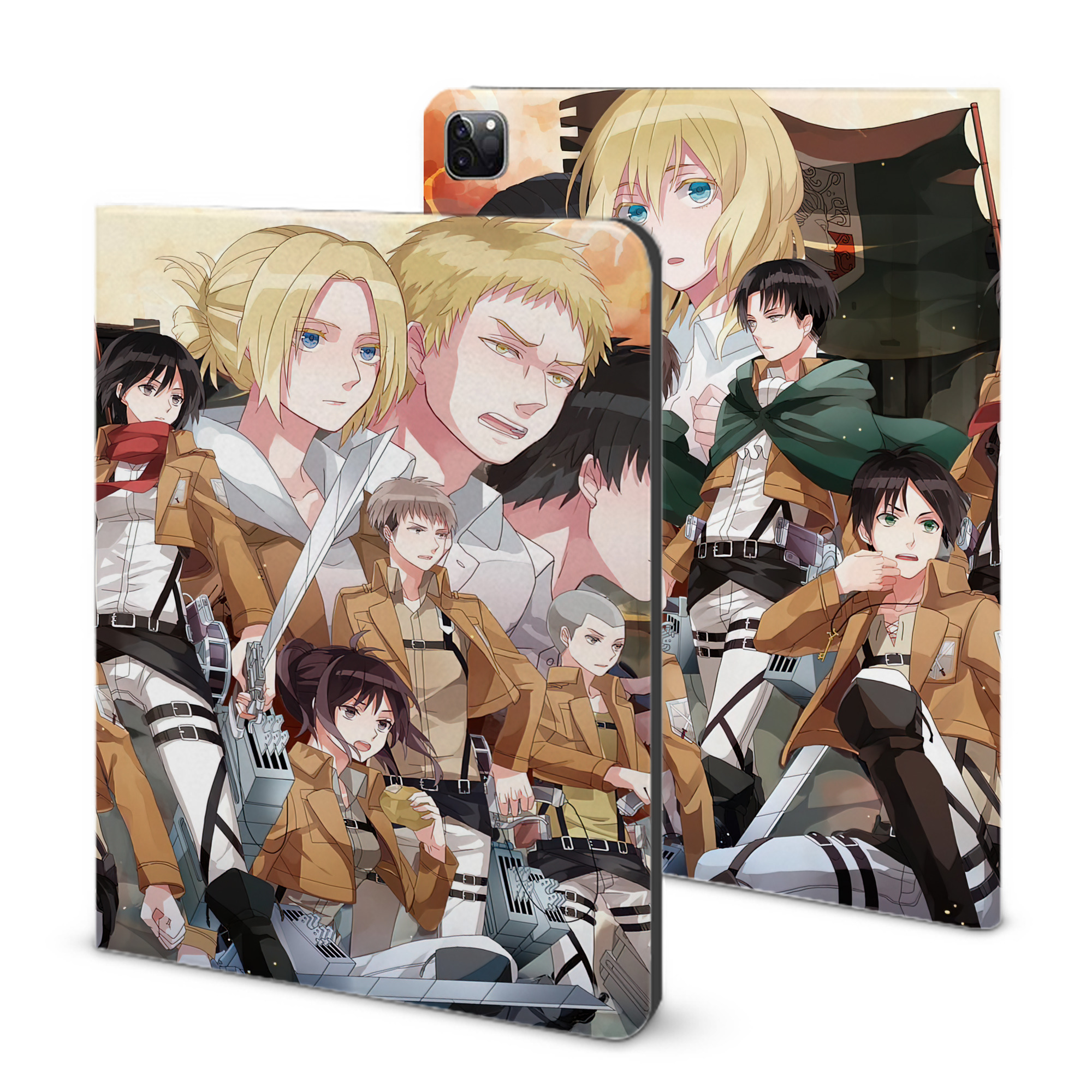 （画像用） 進撃の巨人 Attack on Titan IPad ケース ブック型 PUレザー TPU 耐衝撃 軽量 薄型 ペン収納なし 全面保護 IPad 各モデル対応